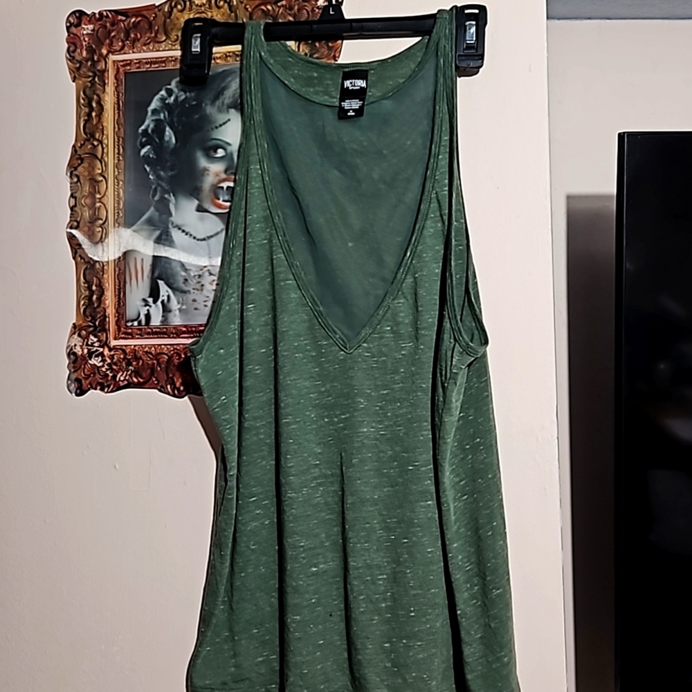 Victoria's Secret Green V-Neck Tank Top